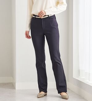 BELLUNA（ベルーナ）の「【選べる裏起毛】静電気防止！ヘリンボーンブーツカットパンツ（フルレングスパンツ）」｜パープルグレー 裏起毛アリ