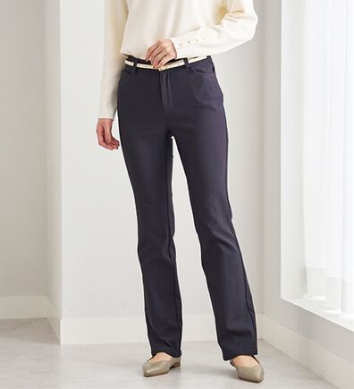 BELLUNA（ベルーナ）の「【選べる裏起毛】静電気防止！ヘリンボーンブーツカットパンツ（フルレングスパンツ）」