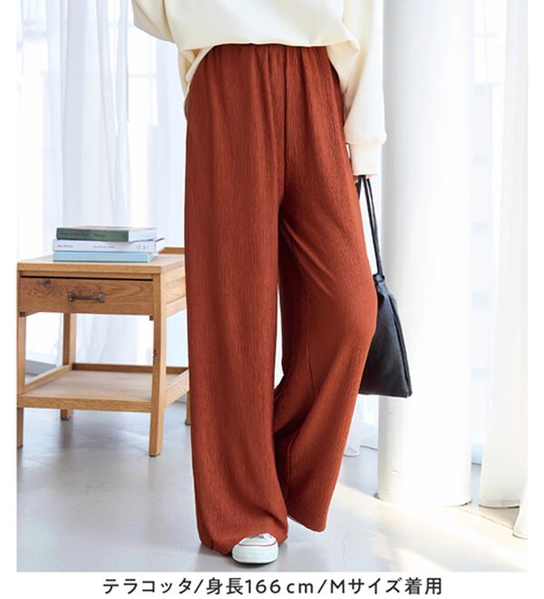 Viola e Viola（ヴィオラ エ ヴィオラ）の「【５つの機能付】丈切れる！楽ちんジャカードパンツ（ワイドパンツ・ガウチョ）」｜詳細画像