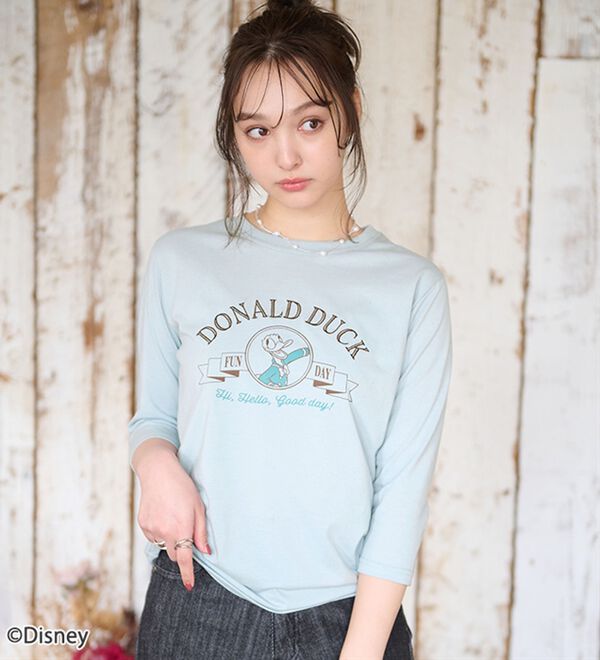 BELLUNA（ベルーナ）の「＜Ｄｉｓｎｅｙ＞【ドナルド】プリント7分袖Tシャツ（Tシャツ）」｜詳細画像