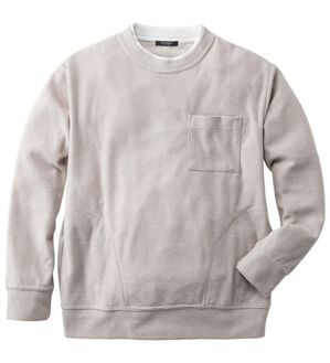 「１枚で様になるニットトレーナー（メンズトレーナー）」｜ライトグレー