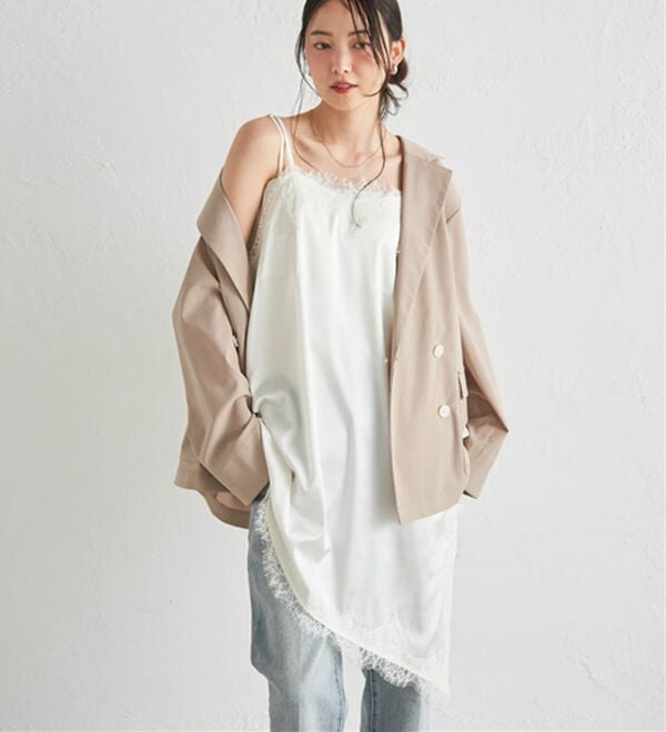 RANAN（ラナン）の「アシメレースサテンチュニック（チュニック）」｜詳細画像