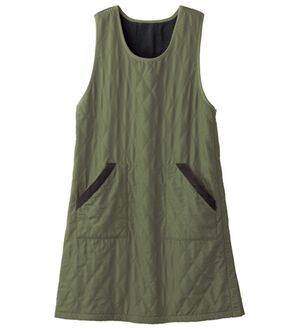 LAVIENNE（ラヴィエンヌ）の「裏フリースあったかキルトエプロン（エプロン）」｜カーキ