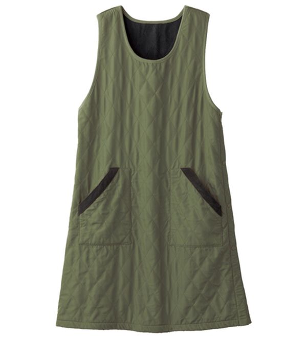 LAVIENNE（ラヴィエンヌ）の「裏フリースあったかキルトエプロン（エプロン）」｜カーキ