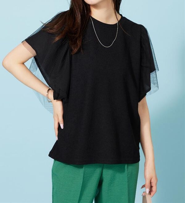 BELLUNA（ベルーナ）の「チュール使いフリル袖プルオーバー（カットソー）」｜詳細画像
