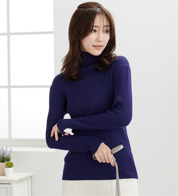 BELLUNA（ベルーナ）の「【安心感あるプチプラニット】リブニットタートルネックプルオーバー（ニット・セーター）」｜詳細画像