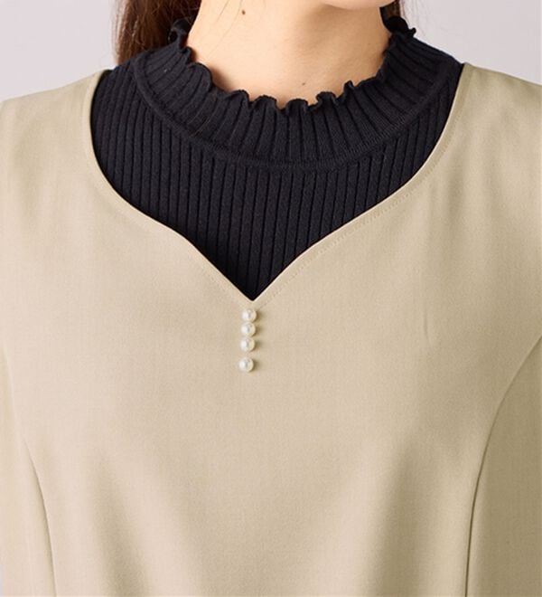 alotta（アロッタ）の「【選べる２丈】すらっと上品見えパール付ジャンパースカート（ジャンパースカート）」｜詳細画像