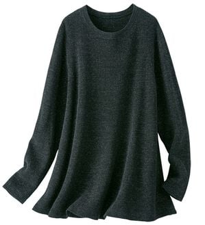 BELLUNA（ベルーナ）の「ラメ入りあぜ編フレアーニットチュニック（ニット・セーター）」｜黒