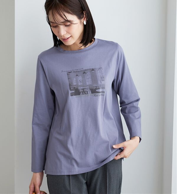 BELLUNA（ベルーナ）の「【着回しのミカタ！】綿100％大人顔サマ見えプリントロンT（カットソー）」｜詳細画像