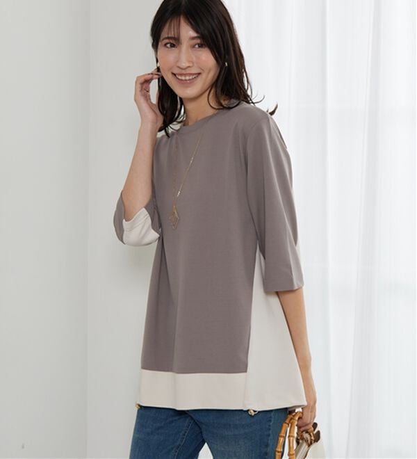 BELLUNA（ベルーナ）の「ドロスト使い配色デザインチュニック（チュニック）」｜詳細画像