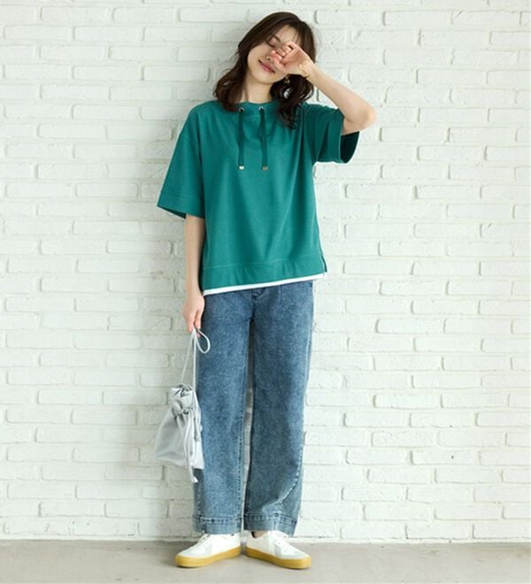 BELLUNA（ベルーナ）の「ワイドネックデザイン重ね着風プルオーバー（カットソー）」｜詳細画像