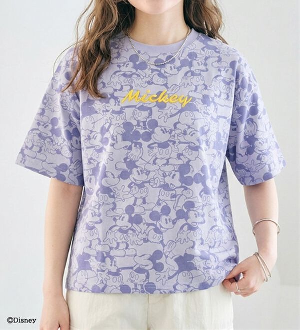BELLUNA（ベルーナ）の「＜Ｄｉｓｎｅｙ＞【ミッキー】総柄プリントボックスシルエットTシャツ（カットソー）」｜詳細画像