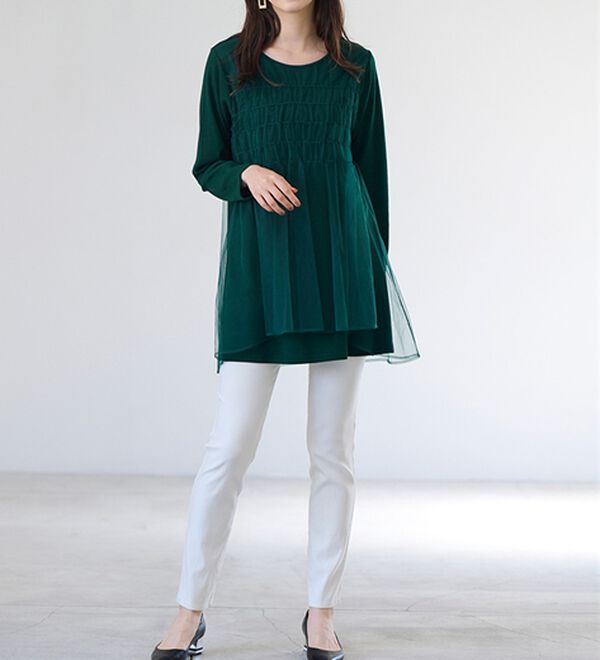 RANAN（ラナン）の「ふんわりあったか素材チュール重ねチュニック（チュニック）」｜詳細画像