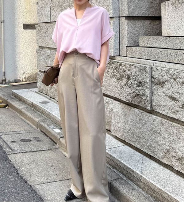 RANAN（ラナン）の「【汗シミ防止】ひんやり&防シワ前後2WAYハーフジップブラウス（ブラウス）」｜詳細画像