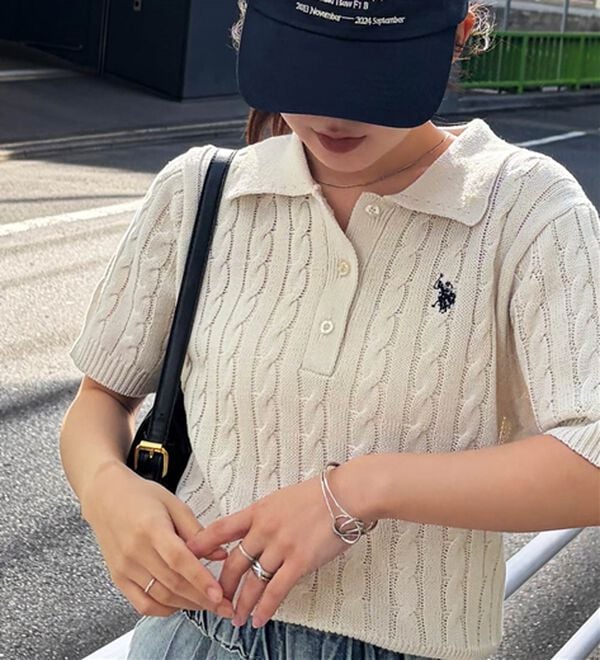 RANAN（ラナン）の「＜U.S.POLO ASSN.＞半袖ケーブルポロニット（シャツ）」｜詳細画像