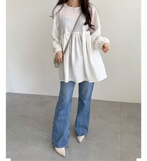 GeeRA（ジーラ）の「前後２ＷＡＹリボンペプラムチュニック（チュニック）」｜詳細画像