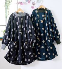 ルフラン（ルフラン）の「【２色組】花柄裏起毛チュニック＜雅香～みやか～＞（チュニック）」