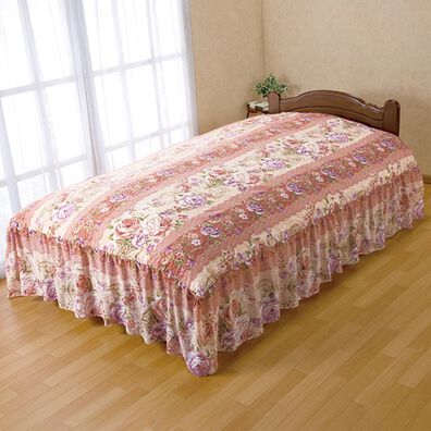 「ファスナー付　洗える花柄ベッド布団カバー（掛布団カバー）」