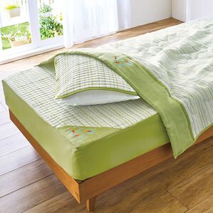 「新さわやか綿しじら刺繍入り軽寝具シリーズ（ボックスシーツ・ベッドシーツ）」｜グリーン