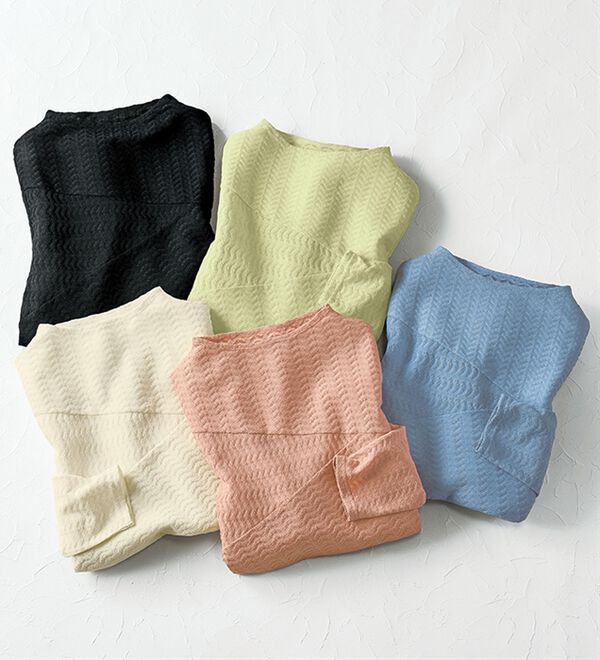 BELLUNA（ベルーナ）の「波柄ジャカード切替デザインプルオーバー（カットソー）」｜詳細画像