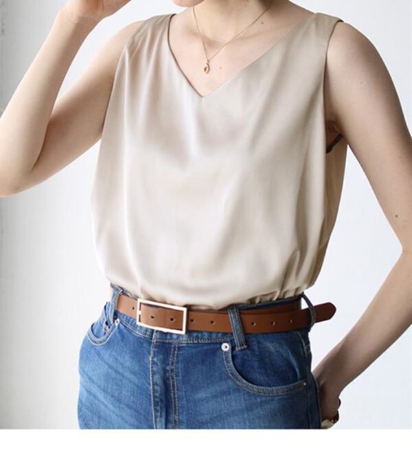 GeeRA（ジーラ）の「前後２ｗａｙヴィンテージサテンノースリーブ（タンクトップ・キャミソール）」｜詳細画像