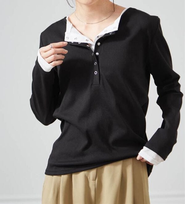 RANAN（ラナン）の「レイヤードヘンリーネックリブTシャツ（カットソー）」｜詳細画像