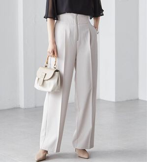 RANAN（ラナン）の「ハイウエストジップワイドパンツ（ワイドパンツ・ガウチョ）」｜アイボリー