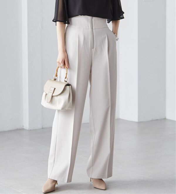 RANAN（ラナン）の「ハイウエストジップワイドパンツ（ワイドパンツ・ガウチョ）」｜アイボリー