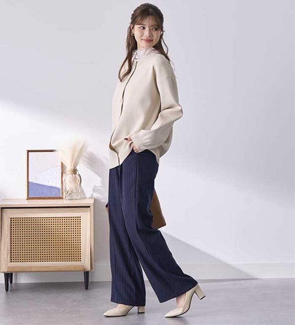 BELLUNA（ベルーナ）の「静電気防止加工！タックデザインワイドパンツ（ワイドパンツ・ガウチョ）」｜詳細画像