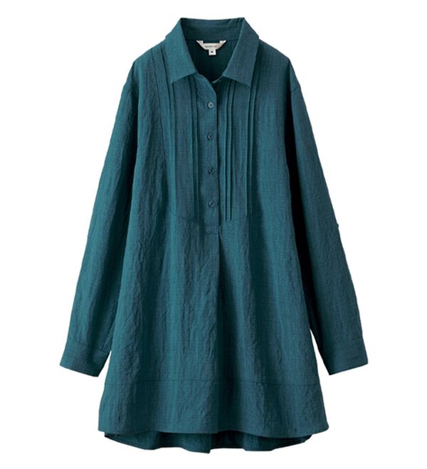 BELLUNA（ベルーナ）の「ピンタック使い麻調合繊シャツチュニック（チュニック）」｜詳細画像