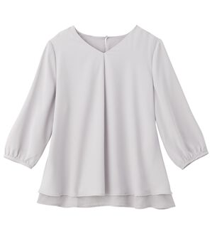 alotta（アロッタ）の「シフォンレイヤードタックブラウス（ブラウス）」｜ライトグレー