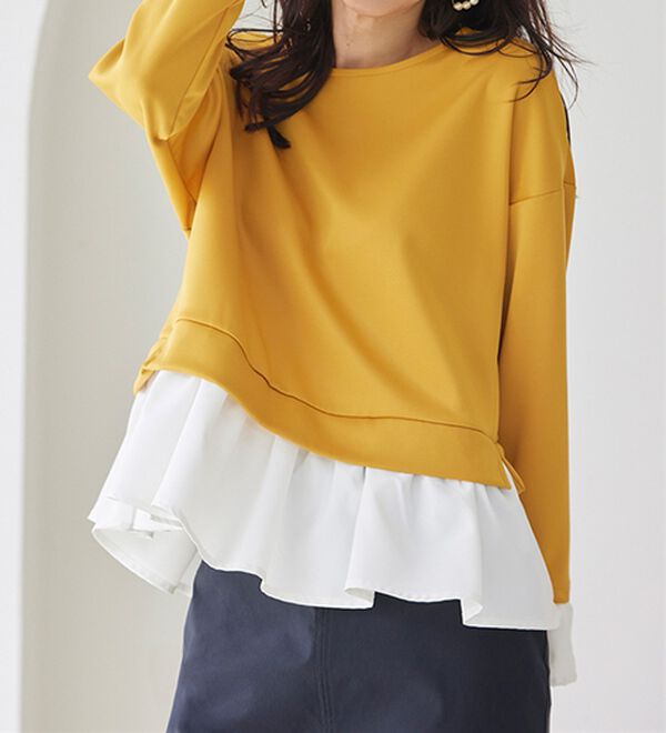 RANAN（ラナン）の「＜ＨＳ＞重ね着風配色フリルプルオーバー（カットソー）」｜詳細画像