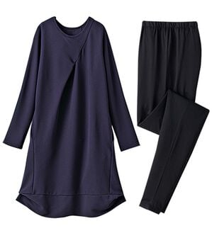 LAVIENNE（ラヴィエンヌ）の「【２点セット】＜旅とも＞２点セットコクーンチュニック（カットソーワンピース）」｜ネイビー