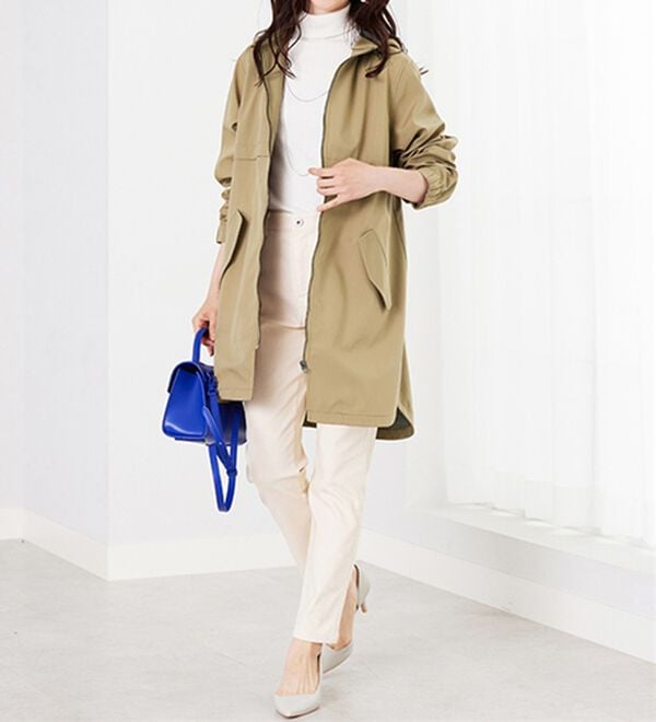 BELLUNA（ベルーナ）の「はっ水加工ボンディング素材ロング丈パーカー（ハーフコート）」｜詳細画像