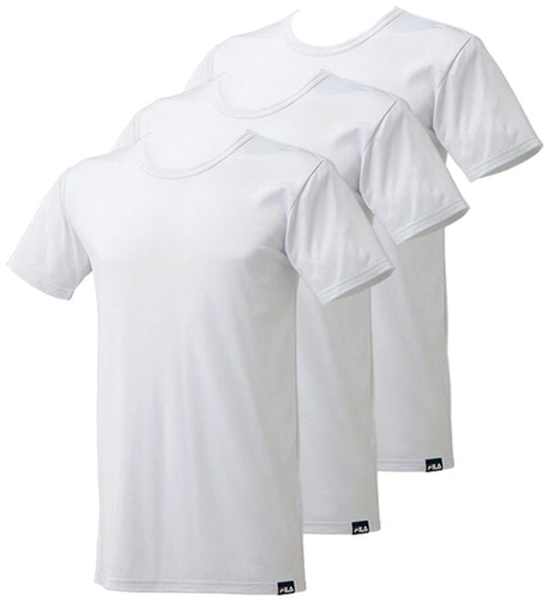 「【３枚組】＜フィラ＞ホットテック　柔らか裏起毛インナー（メンズ肌着・インナーウェア）」｜ホワイト 半袖丸首