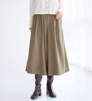 「【選べる丈】なめらか起毛ガウチョパンツ（ワイドパンツ・ガウチョ）」｜モカ ショート