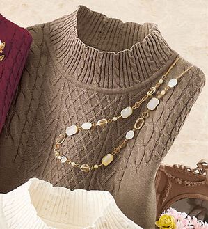 ルフラン（ルフラン）の「コットンシルクカシミヤの優美なニット（ニット・セーター）」｜モカ