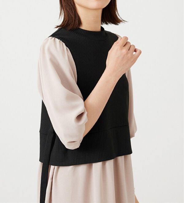 BELLUNA（ベルーナ）の「ベルト使い異素材切替ワンピ―ス（その他ワンピース）」｜詳細画像