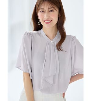 alotta（アロッタ）の「大人上品スカーフタイブラウス（ブラウス）」｜ライトグレー