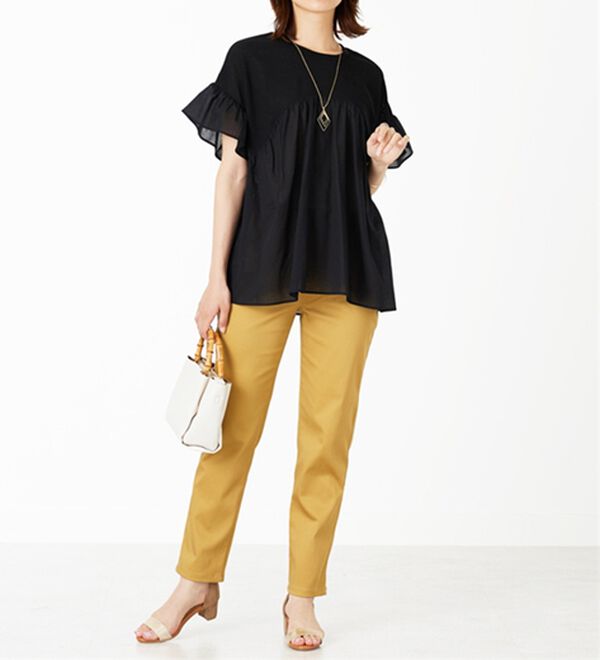 BELLUNA（ベルーナ）の「【Ｌａｇｒｉｌｕａ】異素材使いギャザーチュニック（カットソー）」｜詳細画像