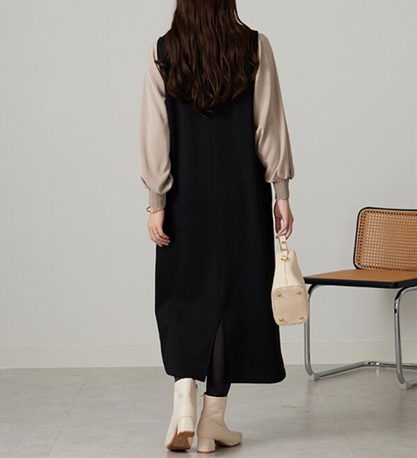 BELLUNA（ベルーナ）の「【選べる丈】シュッと体型カバー！ジャストフィットらくらくジャンパースカート（ジャンパースカート）」｜詳細画像