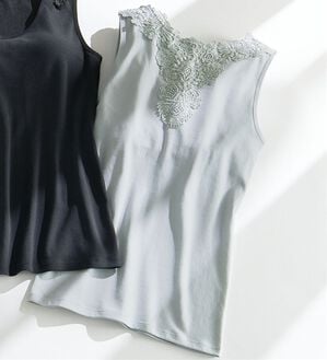 LAVIENNE（ラヴィエンヌ）の「カップ付バックレースタンクトップ（肌着・インナーウェア）」｜ライトグレー