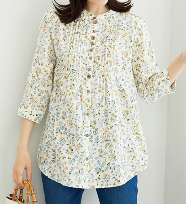 BELLUNA（ベルーナ）の「ダブルガーゼ素材多ボタンオーバーブラウス（ブラウス）」｜詳細画像