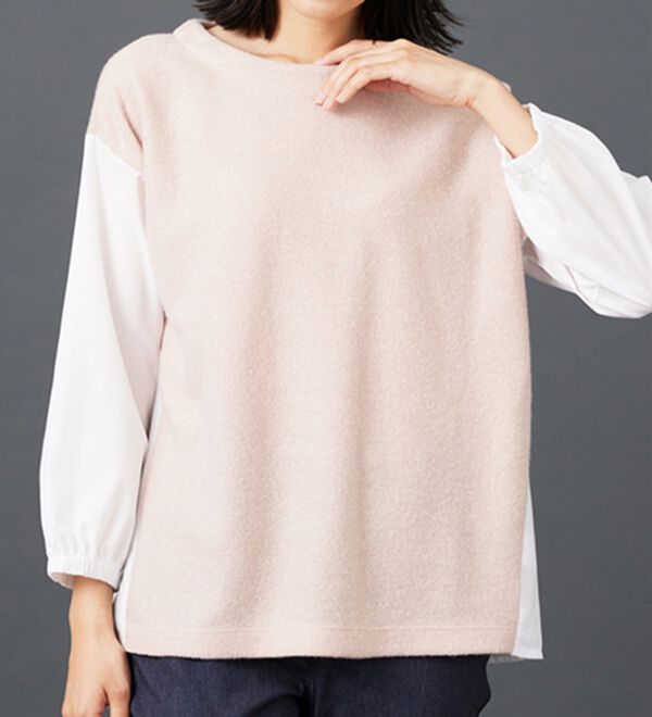 BELLUNA（ベルーナ）の「ラメ入り起毛素材シャツ切替プルオーバー（カットソー）」｜詳細画像