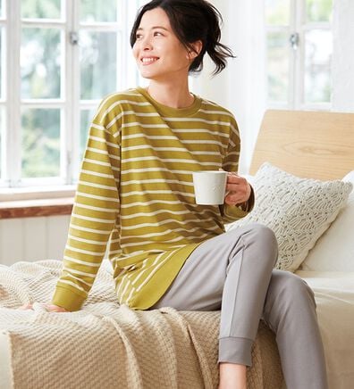 LAVIENNE（ラヴィエンヌ）の「綿混裏シャギーボーダーパジャマ（パジャマ・ルームウェア）」