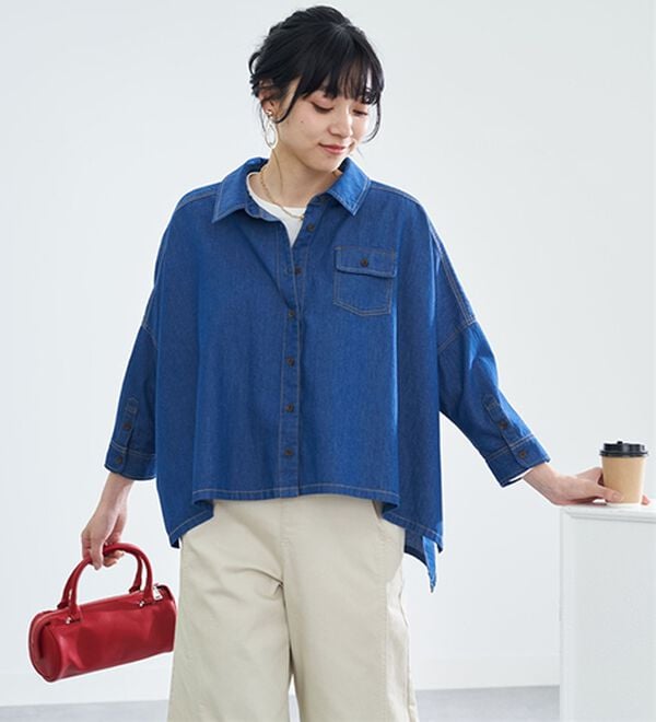 BELLUNA（ベルーナ）の「大人のゆるっと変形デニムシャツ（シャツ）」｜詳細画像