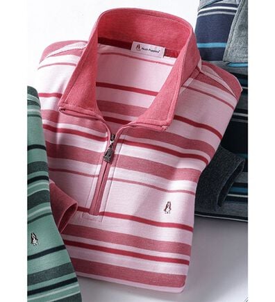 「＜ハッシュパピー＞華やかボーダージャカードジップポロ（メンズトレーナー）」