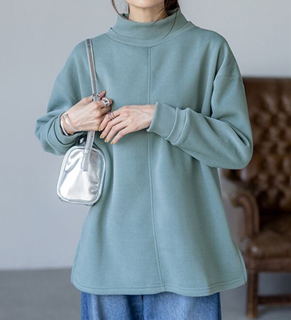 BELLUNA（ベルーナ）の「リブ使いがかわいい裏起毛トレーナー（チュニック）」｜詳細画像