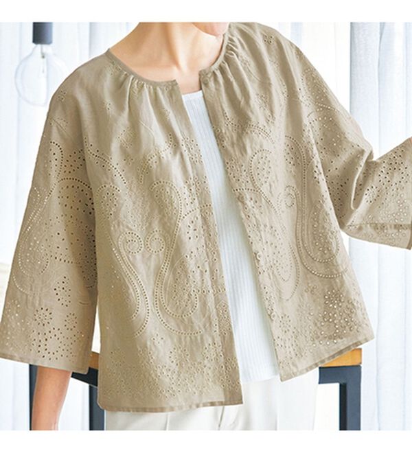 綿麻刺しゅうブラウスジャケット - ベルーナ【公式】 