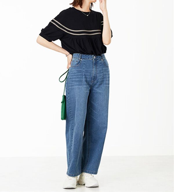 BELLUNA（ベルーナ）の「【Ｌａｇｒｉｌｕａ】配色ライン使いカットソーチュニック（チュニック）」｜詳細画像